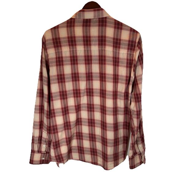 PAIGE Women's M Red Plaid Button Up Shirt Cotton Long Sleeve Soft Flannel Cozy - Picture 5 of 9